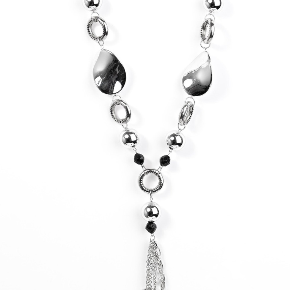 Necklace and Earrings (Set) - Black and Silver